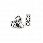 Alphabet Letter Beads 'O' Silver Metal Cube Charm 7mm PK5