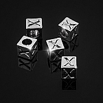 Alphabet Letter Beads 'X' Silver Metal Cube Charm 7mm PK5