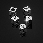 Alphabet Letter Beads 'Y' Silver Metal Cube Charm 7mm PK5
