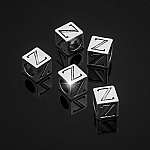 Alphabet Letter Beads 'Z' Silver Metal Cube Charm 7mm PK5