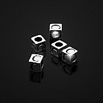 Alphabet Letter Beads 'C' Silver Metal Cube Charm 7mm PK5