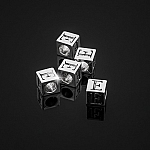 Alphabet Letter Beads 'E' Silver Metal Cube Charm 7mm PK5