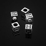 Alphabet Letter Beads 'H' Silver Metal Cube Charm 7mm PK5