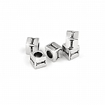 Alphabet Letter Beads 'I' Silver Metal Cube Charm 7mm PK5