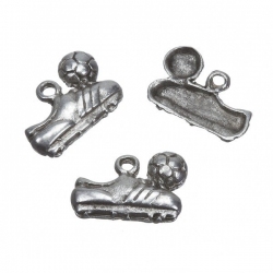 Antique Silver Football Shoe Charm Pendants 14mm PK3