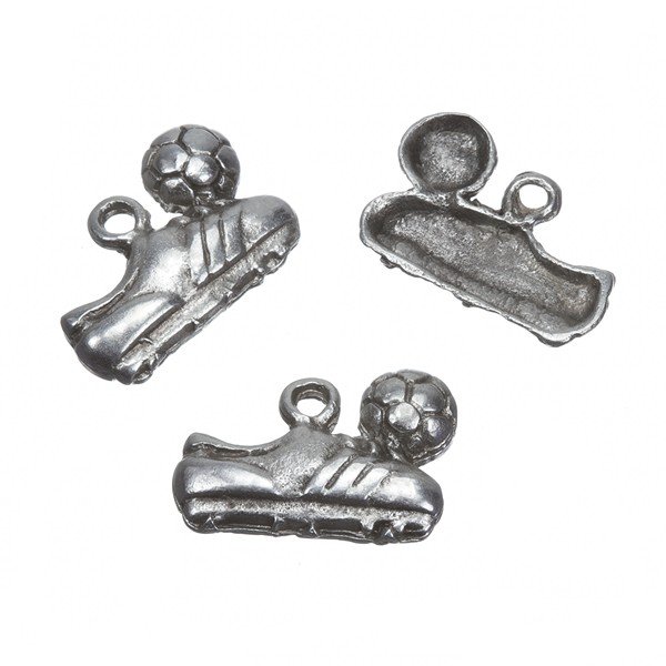 Antique Silver Football Shoe Charm Pendants 14mm PK3