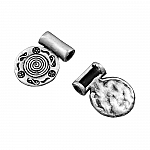 Antique Silver 20mmx15mm Oval Swirl Metal Pendant (PK2)