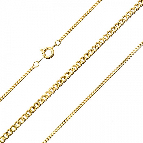 Gold Plated Facet Complete Curb Chain with Bolt Clasp 16"