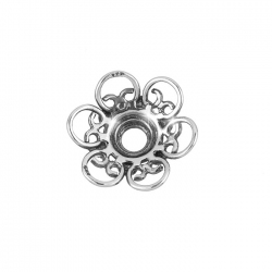 14mm Sterling Silver Bead End Cap - Ornate Flower (PK1)