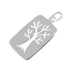 Sterling Silver Tag Cut Out Tree Of Life Pendant - 23mm