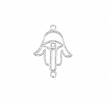 Sterling Silver Charm Studded Hamsa Hand Pendant - 14mm