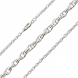 Silver Plated POW Rope Chain Complete Necklace 16"