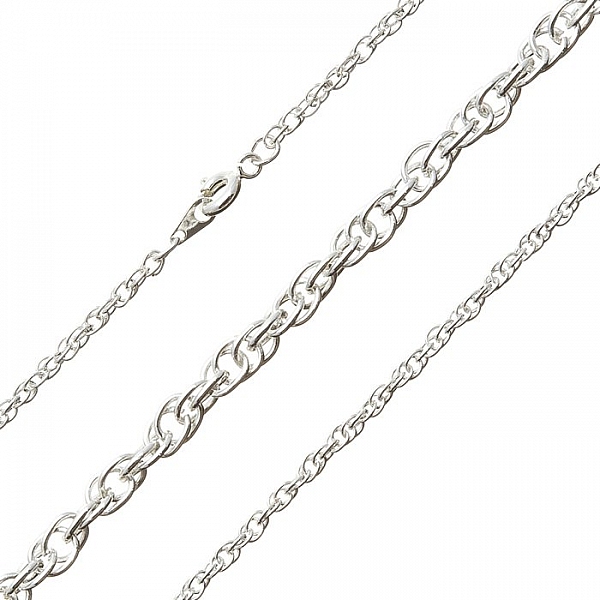 Silver Plated POW Rope Chain Complete Necklace 16"