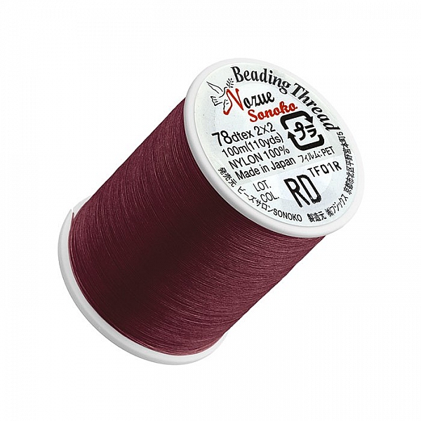 Nozue Sonoko Nylon Beading Thread 0.2mm Red 100 Metres