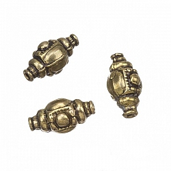 Antique Brass Tibetan Barrel Metal Spacer Bead 17mm PK3