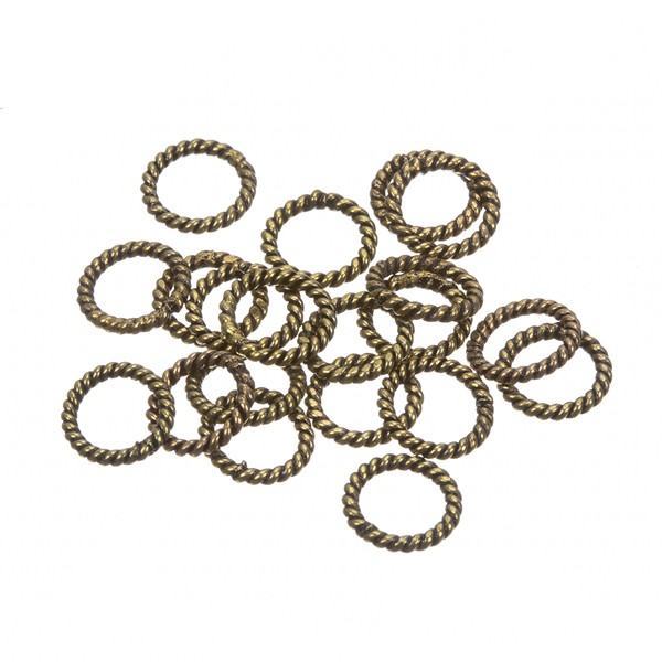 Twisted Rope Antique Brass Ring Spacer Beads 8mm PK20