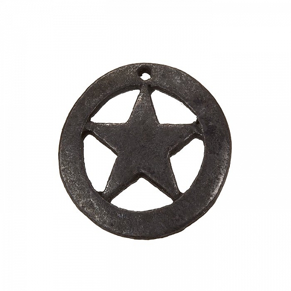 Captain America Cut Star Charm Pendants Gunmetal Black 18mm PK1
