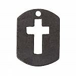 Black Rectangle Cut Out Cross Tag Charm Pendants 30x22mm PK1