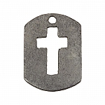 Antique Silver Cut Out Cross Tag Charm Pendants 30x22mm PK1