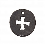 Gunmetal Black Round Cut Out Cross Charm Pendants 23mm PK1