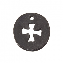 Gunmetal Black Round Cut Out Cross Charm Pendants 23mm PK1