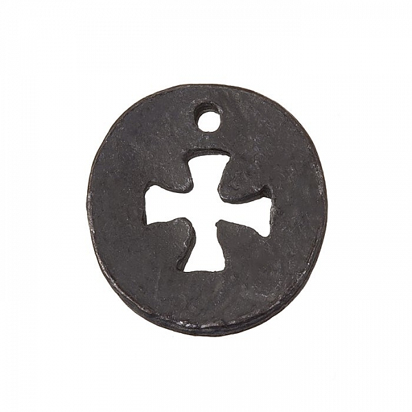 Gunmetal Black Round Cut Out Cross Charm Pendants 23mm PK1