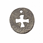 Antique Silver Round Cut Out Cross Charm Pendants 23mm PK1