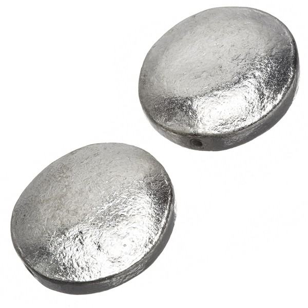 Silver Plated Metal Disc Flat Round Bead 28x4mm PK2