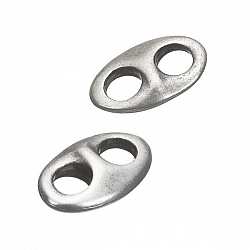 Two Hole Silver Oval Component Spacer Bead 17x10mm PK2