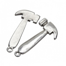Antique Silver Plain Hammer Tool Charm Pendant 27mm PK2