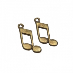 Antique Brass Double Quaver Musical Note Charm 15mm PK2