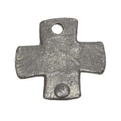 Antique Silver Rivet Cast Iron Plain Cross Charm Pendant 26mm