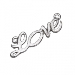 Antique Silver Word Love Connector Charm Pendant 30mm PK1