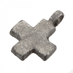 Antique Silver Iron Plain Cross Charm Pendant With Loop 18mm