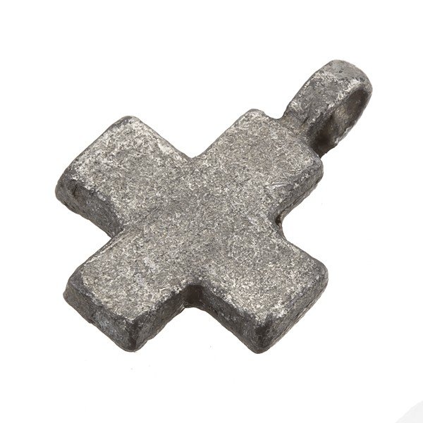 Antique Silver Iron Plain Cross Charm Pendant With Loop 18mm