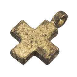 Antique Gold Iron Plain Cross Charm Pendant With Loop 18mm