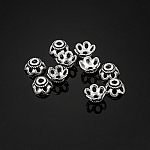 Antique Silver Dome Flower Bead End Caps 9mm PK10