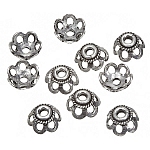 Antique Silver Dome Flower Bead End Caps 9mm PK10