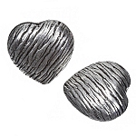 Silver Plated Zebra/Bark Design Heart Pendants 20mm PK2
