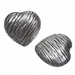 Silver Plated Zebra/Bark Design Heart Pendants 20mm PK2