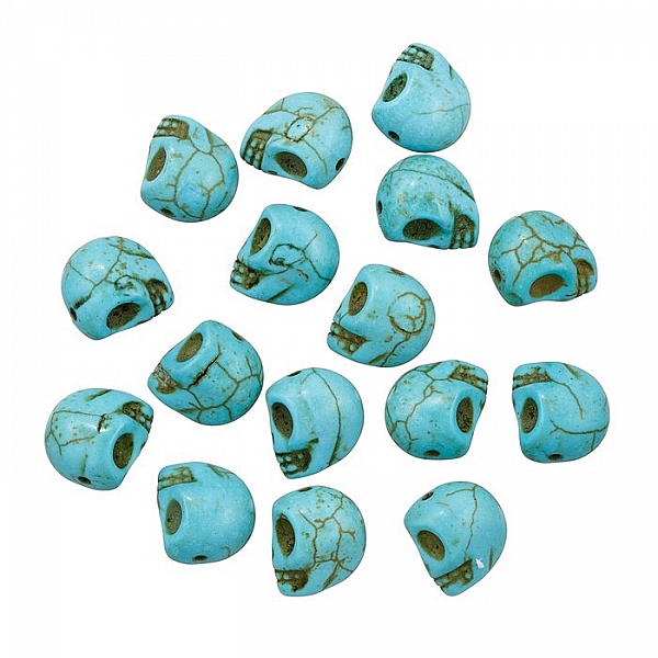 Synthetic Dyed Turquoise Gothic Skull Beads 12mm PK16