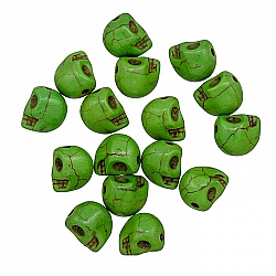 Green Gothic Skull Shape Beads Dyed Turquoise 10mm PK16