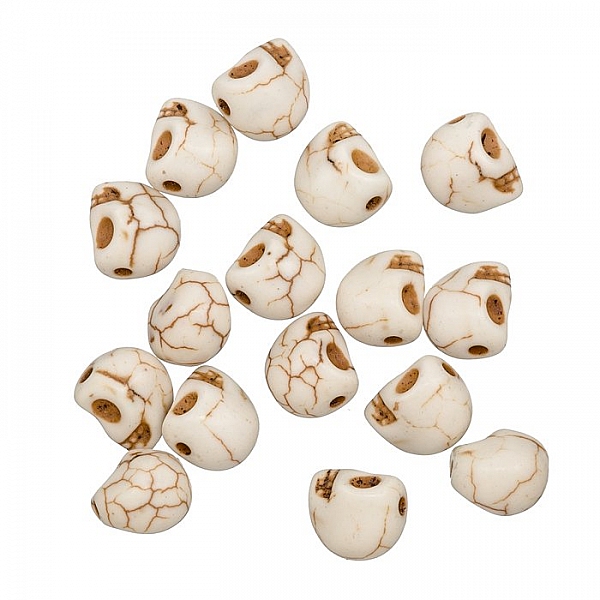 Beige Gothic Skull Beads Synthetic Turquoise 10mm PK16