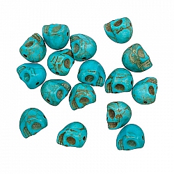 Gothic Skull Shape Beads Synthetic Turquoise 10x8mm PK16