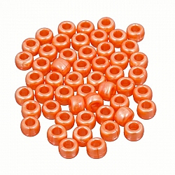 Orange Large Hole Round Plastic Pony Beads 8mm PK50