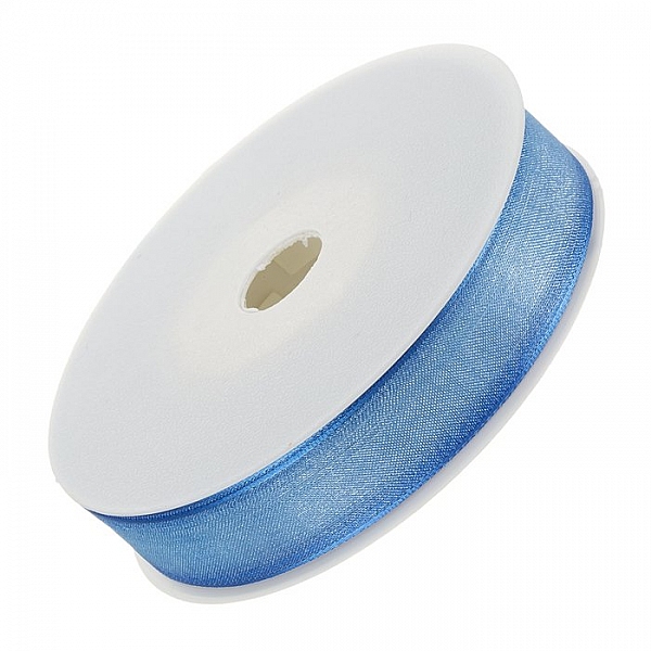Blue Organza Sheer Ribbon 15mm sold on a 25 metre reel