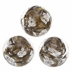 Trans. Grey Brown Millifiori Round Glass Beads 16mm Pack of 3