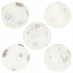 10mm Round Painted Silver Dot Frosted Glass Beads PK5