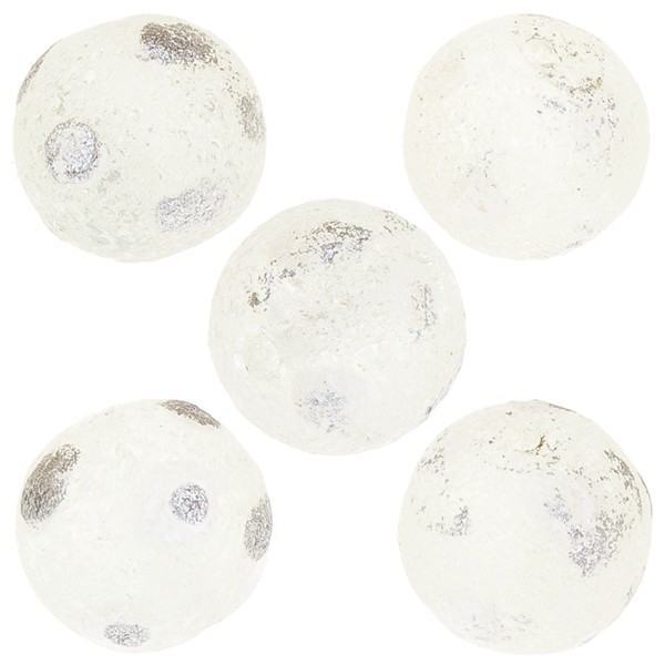 10mm Round Painted Silver Dot Frosted Glass Beads PK5