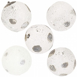 Hand Painted Grey Dot 10mm Round Frosted Glass Bead PK5